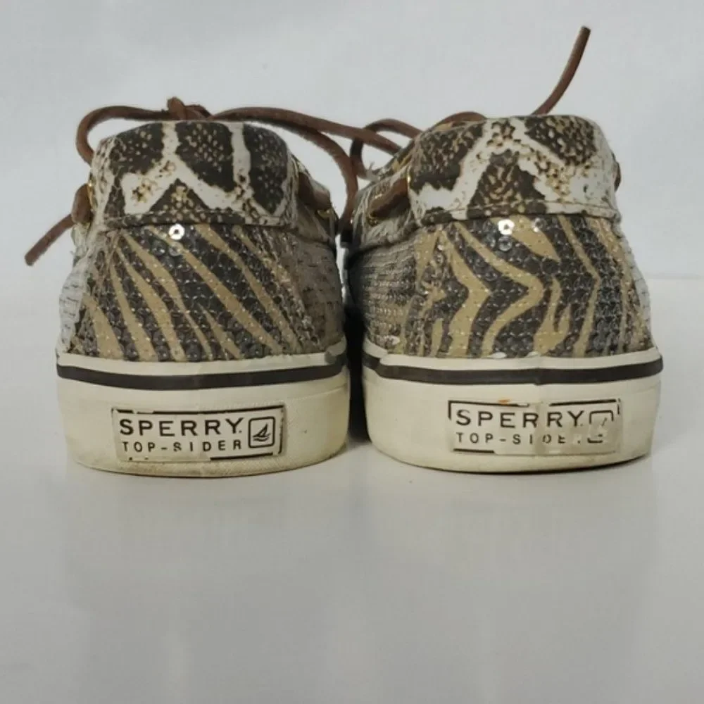 Sperry Animal Print Sequin Boat Shoes size 8.5